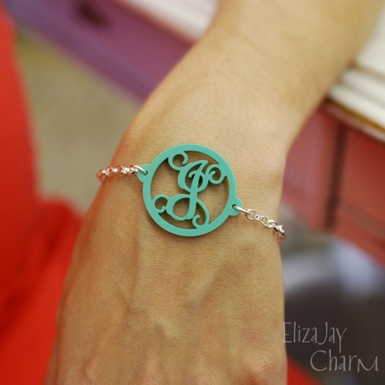 vine circle initial acrylic bracelet