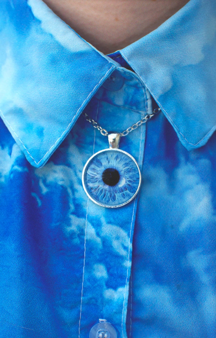 Light Blue Eye Necklace / Eye Pendant / Eye Jewelry / Human Iris Necklace / Third Eye