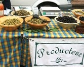 8x12 Fine Art Photography food photography French kitchen art food art Farmers Market Provence France photography blue ochre yellow olives