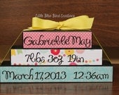 Birth Announcement Shelf Sitter Wood block set