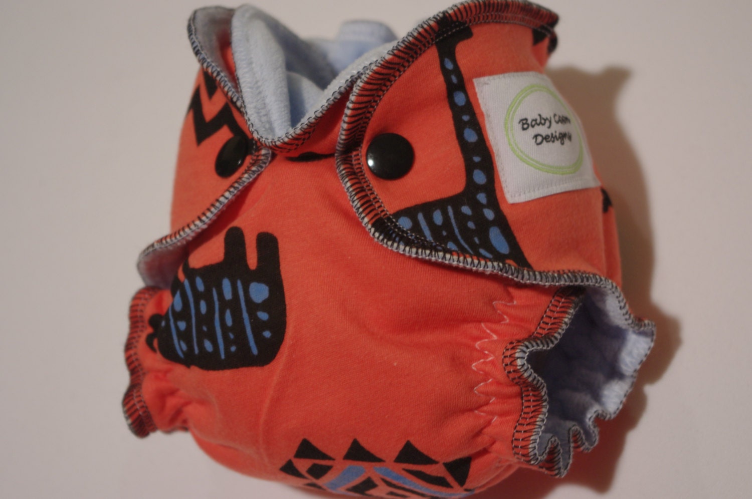 Custom Spot for ONE Newborn Organic Fitted Diaper 5-14lbs in Cotton knit print