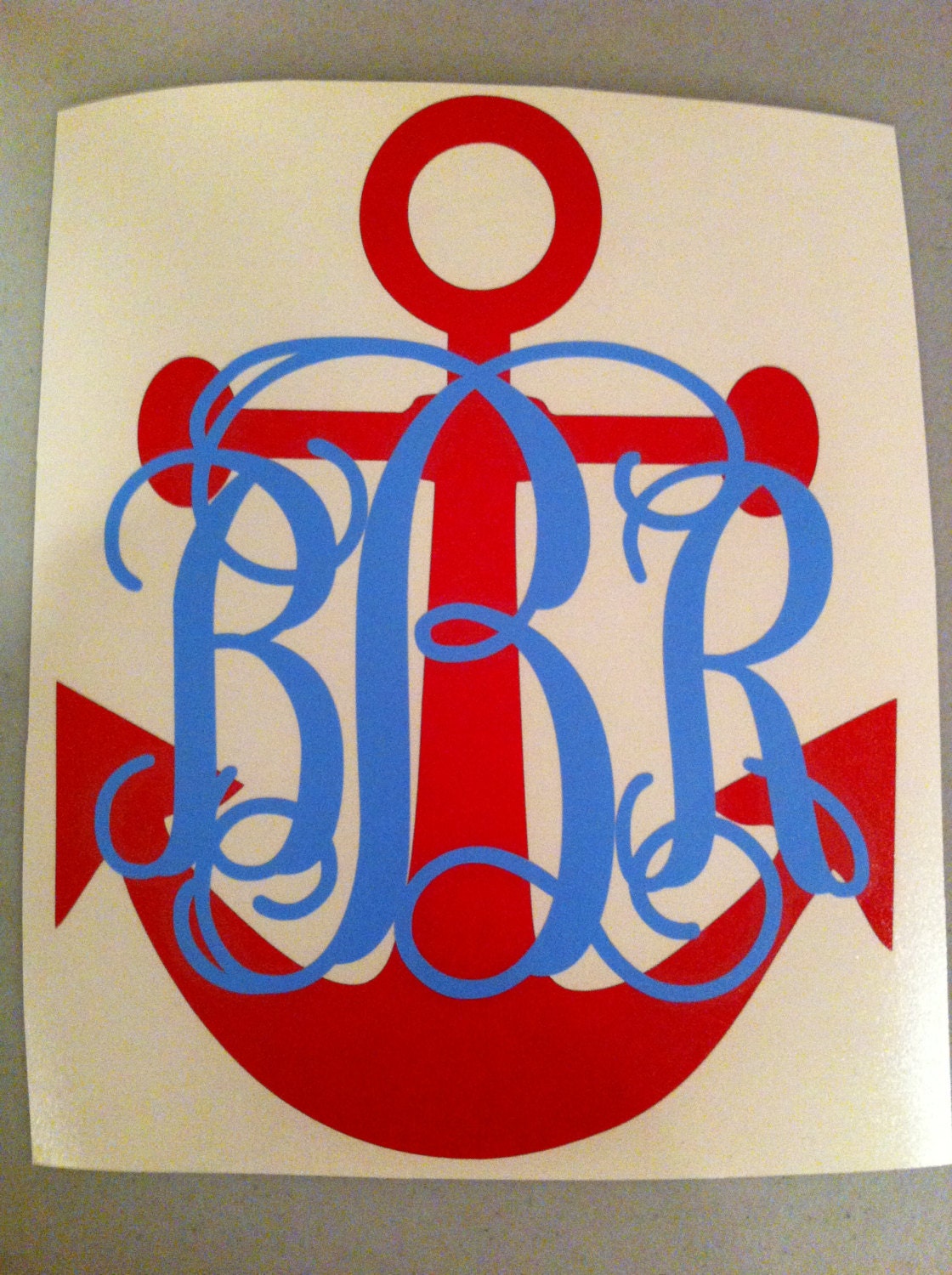 Anchor/Monogram WALL Decal-Two color  12 inch