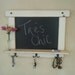 EXPEDITED-Rustic Chalk Board in White Wash Distressed and Antiqued with Shelf and Hooks-MADE to ORDER