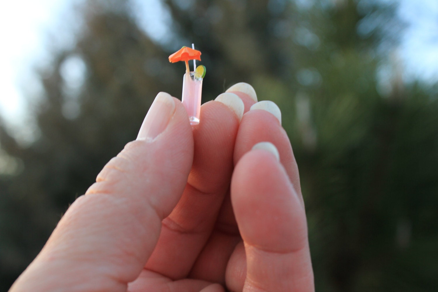 Miniature Handcrafted Tropical Beach Drinks for Two with TINY COCKTAIL UMBRELLAS for your Beach Scene- by Landscapes In Miniature