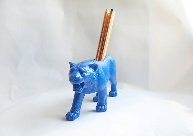 Royal Blue Jumbo Tiger Toy Animal Pencil Holder // Whimsical gift idea