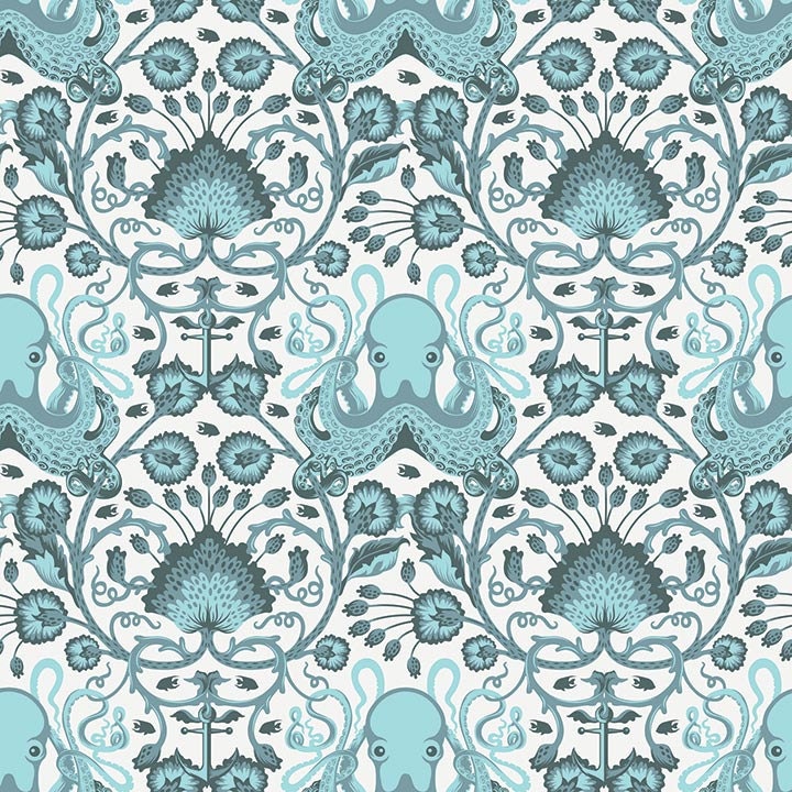 TULA PINK--Salt Water--Octo Garden--Aqua--price is per yard