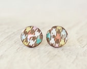 THRIFT SHOP - Stud Earrings - New Hounds Tooth Earrings - Designer Earrings - Post Earrings Handmade by Ear Sugar