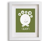Childrens First Art Print - Alien 8x10 - Kids Decor, Outer Space, Nursery Decor, Kids Room Art, Children, Playroom Decor, Nerd, Geek