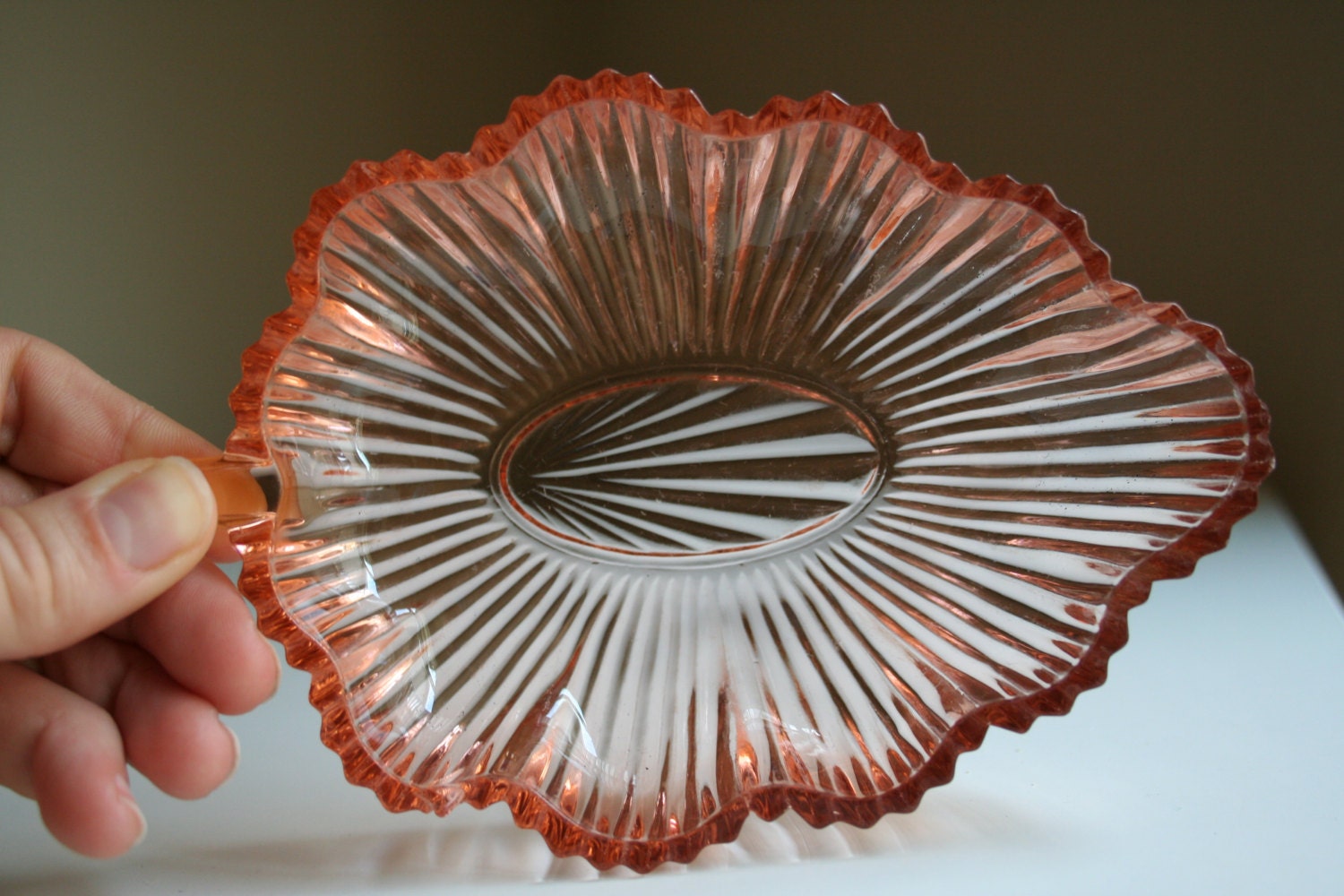 Beautiful Vintage, Pink Depression Glass Candy Dish, Serving Dish, Collectible, Keepsake, Wedding Decor, Shabby Chic, Gift, Home Decor