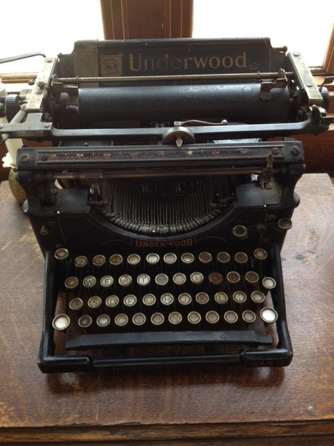 Antique Black Cast Iron Underwood Typewriter - Tessey2