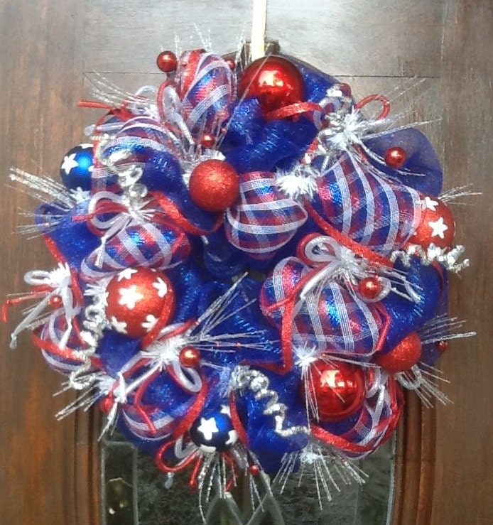 Royal Blue Patriotic Wreath