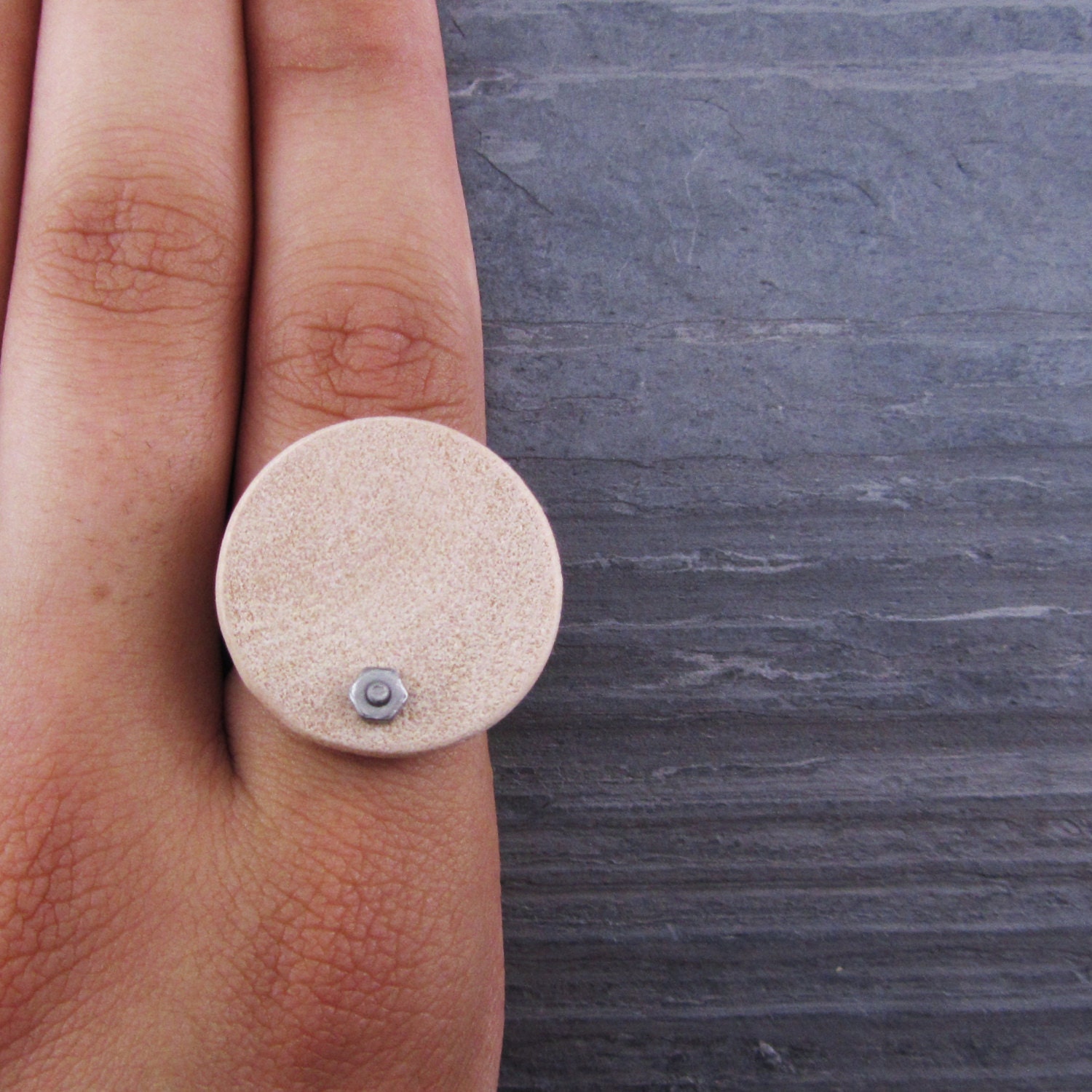 Minimalist Wood Ring, Wood & Adjustable Brass Ring OOAK
