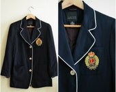 Vintage Nautical Navy and White Blazer / Jacket - 1990s