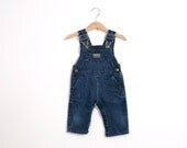 Vintage OshKosh Overalls Dungarees in Denim with Red Fowers 9 months