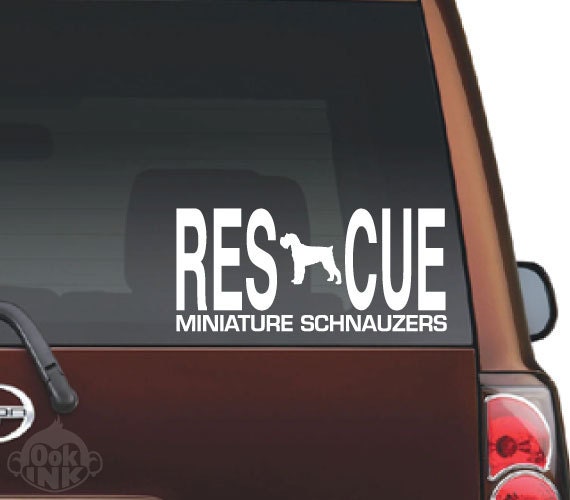 Miniature Schnauzer Dog Rescue Decal - Indoor/Outdoor Vinyl - 4" x 8.5" - Car - Truck - Wall - Dog Sticker - DAN12-2112