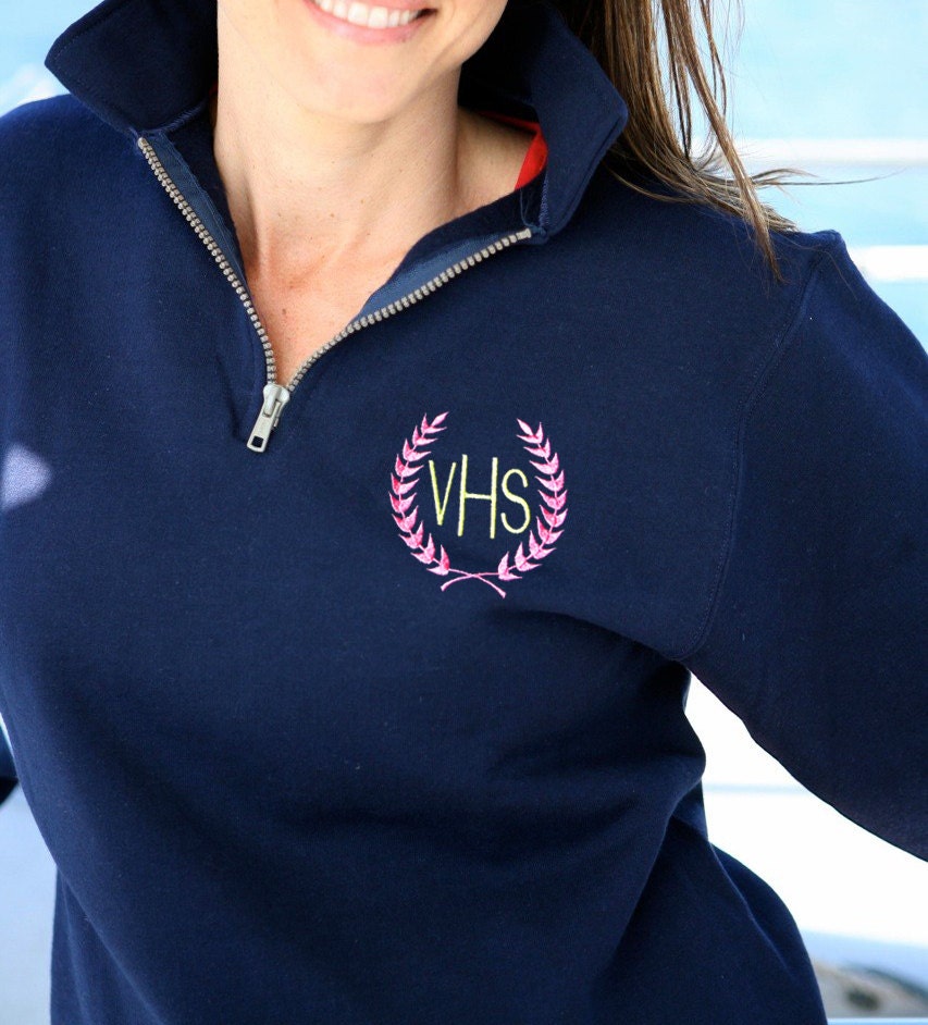 Monogrammed Sweatshirt Pullover Zip