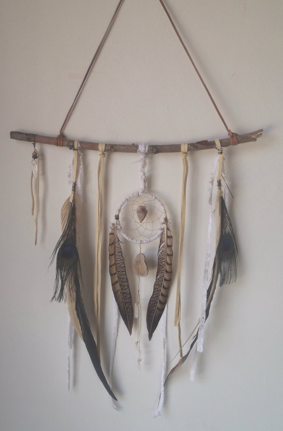 leather and lace... a bohemian dream catcher // free shipping in the US // ready to ship