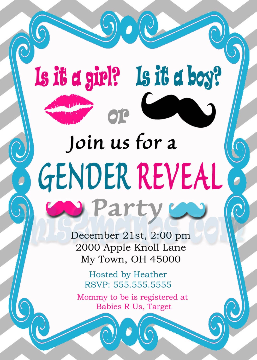 Gender Reveal Invitation Baby Shower Invites Printable DIY Invitations for Gender Reveal