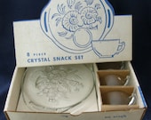 8 piece Snack Set - Jeannette Glass Camellia (Line 2736) pattern - New In Box