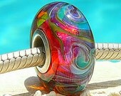 EXOTIC PINK OPAL Fully Lined Sterling Silver Big Hole Bead Chamilia fits Trollbeads and European Charm Handmade Lampwork