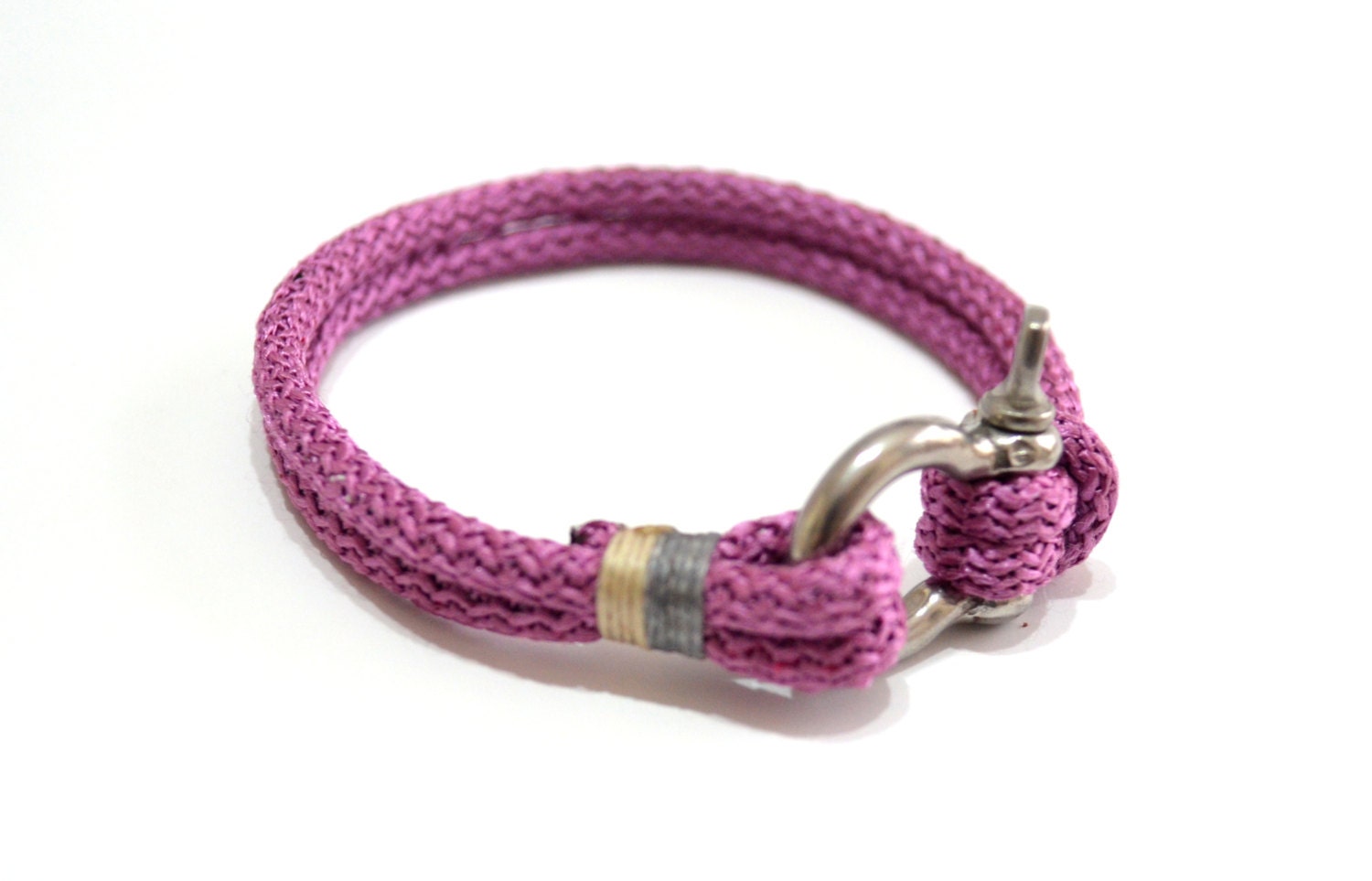 Nautical Sailing Bracelet  Stainless steel  Shackle - Paracord Bracelet - Mens Bracelet - Rope Bracelet - Lilac
