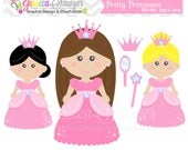 CLEARANCE - pretty pink princess party clip art - commercial use - princess graphic - girls birthday image instant download Il_170x135