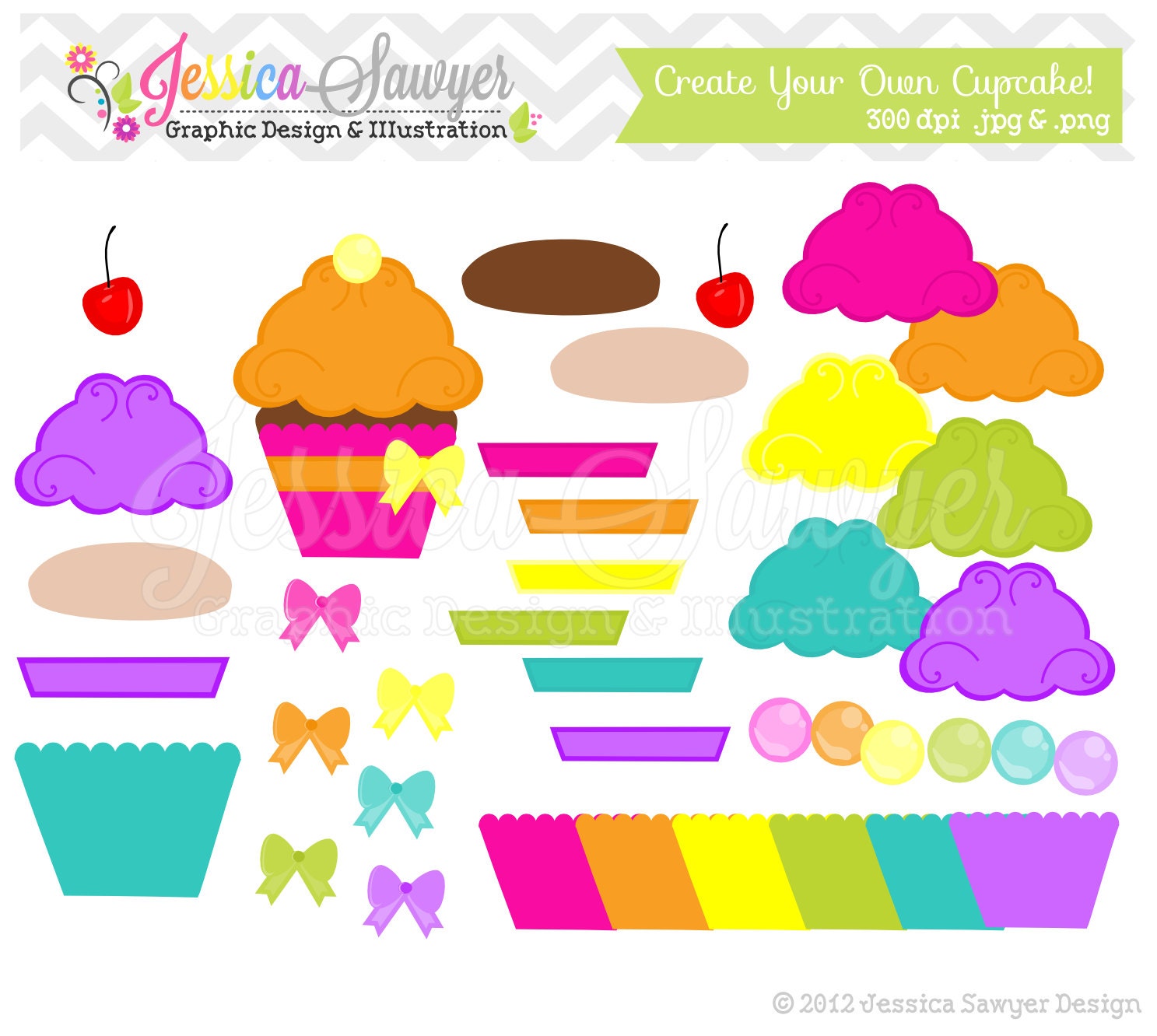 INSTANT DOWNLOAD, Cupcake maker - cupcake clip art - commercial use - - personal use - digital element - card making Il_570xn