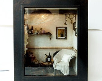The Room with Old TRUNK (No.2)- Vintage Antique chair -handmade Dollhouse Miniatures