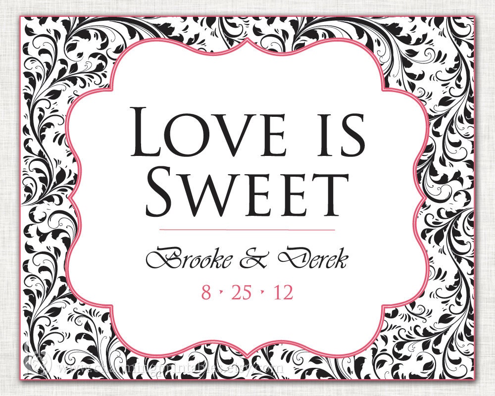 Damask Buffet Sign - Custom Colors, Fonts - PRINTABLE - Custom Candy (Popcorn, Snack, Ice Cream, Cookie...) Buffet Sign Il_170x135
