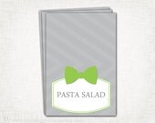 Bow Tie Baby Shower Labels - Baby Boy -  PRINTABLE Buffet - DIY Digital File - Green Gray - Bow Tie Collection