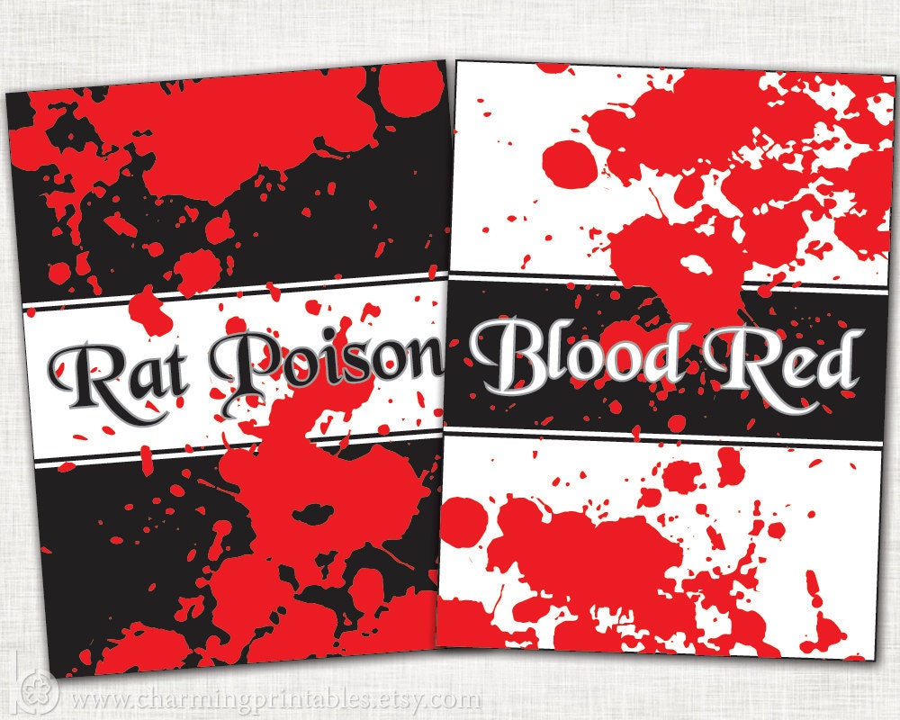 Adult Halloween Party Wine Bottle Labels - PRINTABLE DIY Digital File - Instant Download - Bloody, Scary Wine Bottle Labels Il_570xn