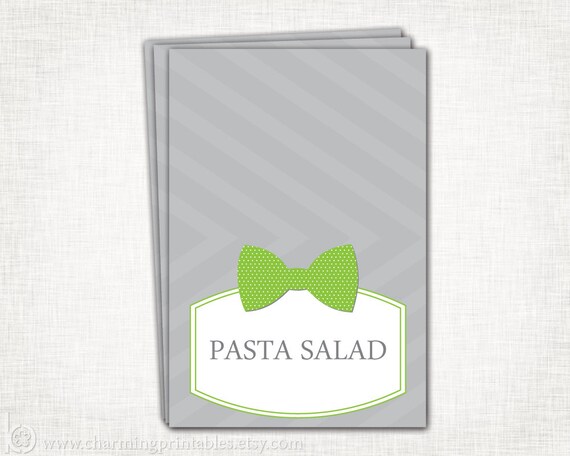 Bow Tie Baby Shower Labels - Baby Boy - PRINTABLE Buffet - DIY Digital File - Green Gray - Bow Tie Collection Il_570xn