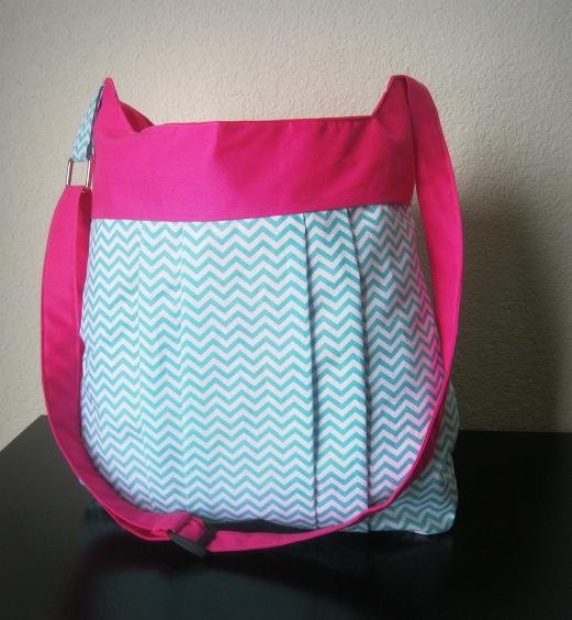 Chevron bag in Teal and Hot Pink - The Bubble Gum Collection