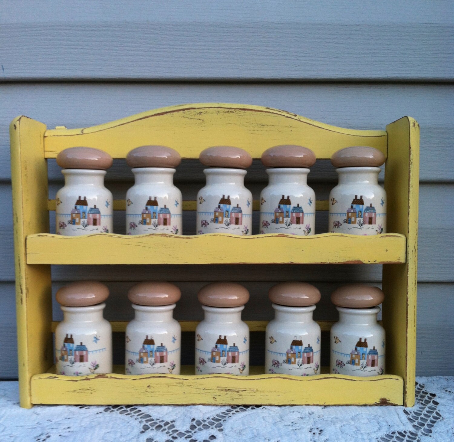 Vintage Country Kitchen Spice Rack w/10 Spice by ReFeatherYourNest