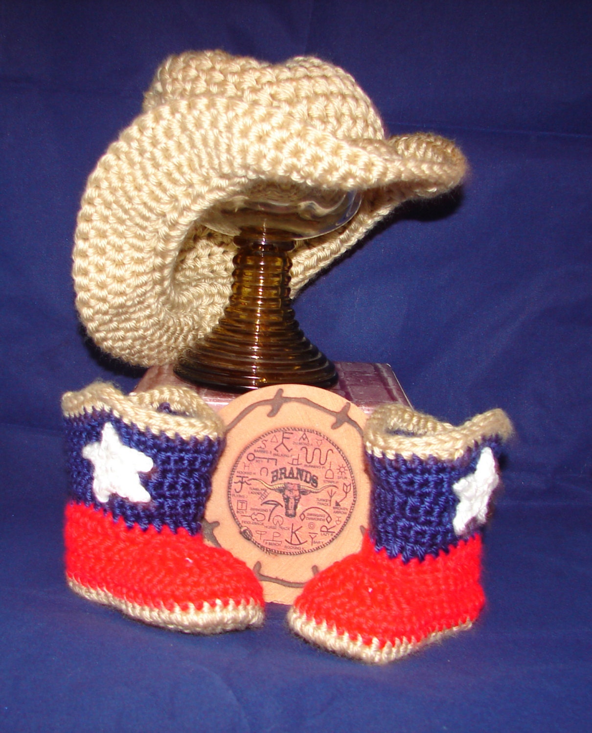 Crochet Cowboy hat & boot set