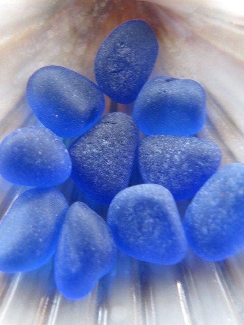 10 Tiny Blue Sea Glass Beads - Jewelry Supply - Beach Glass Gems - norwesterseaglass 10 Tiny Blue Sea Glass Beads - Jewelry Supply - Beach Glass Gems - norwesterseaglass
