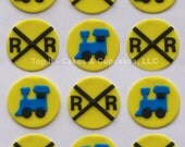 Fondant Cupcake Toppers - Trains and Railroad Crossing