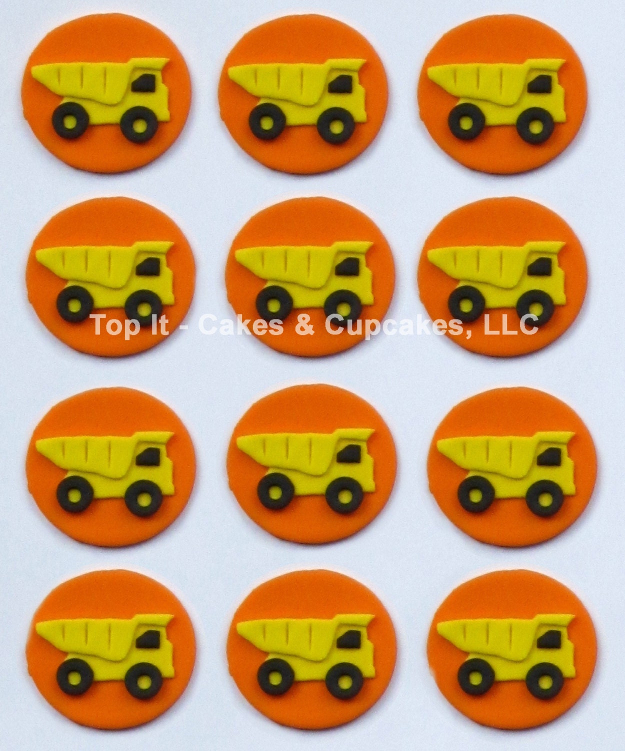 Fondant Cupcake Toppers - Dump Trucks
