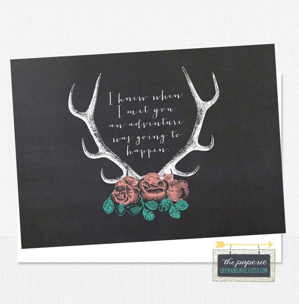 Floral Antler Blank Greeting Card- Friendship, Love, New Beginning