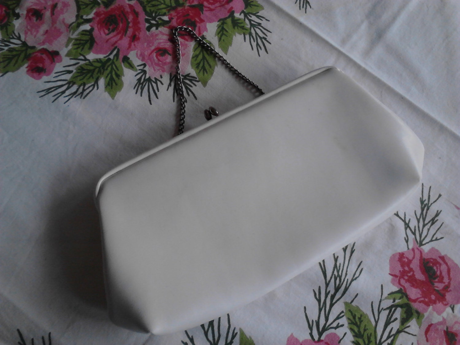 Vintage White Vinyl Clutch Bag