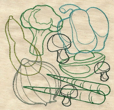 Decorative Vegetable Collage Embroidered Kitchen/Bathroom Towel