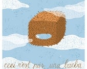 Hipster Card - Beard in the Sky with Clouds - Surrealistic Card on Recycled Paper