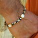 Mens beaded bracelet bone & glass window beads