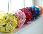 Rose Pomander Wedding Decoration, Rainbow Pomanders made from vintage paper roses Decorations Photo Prop