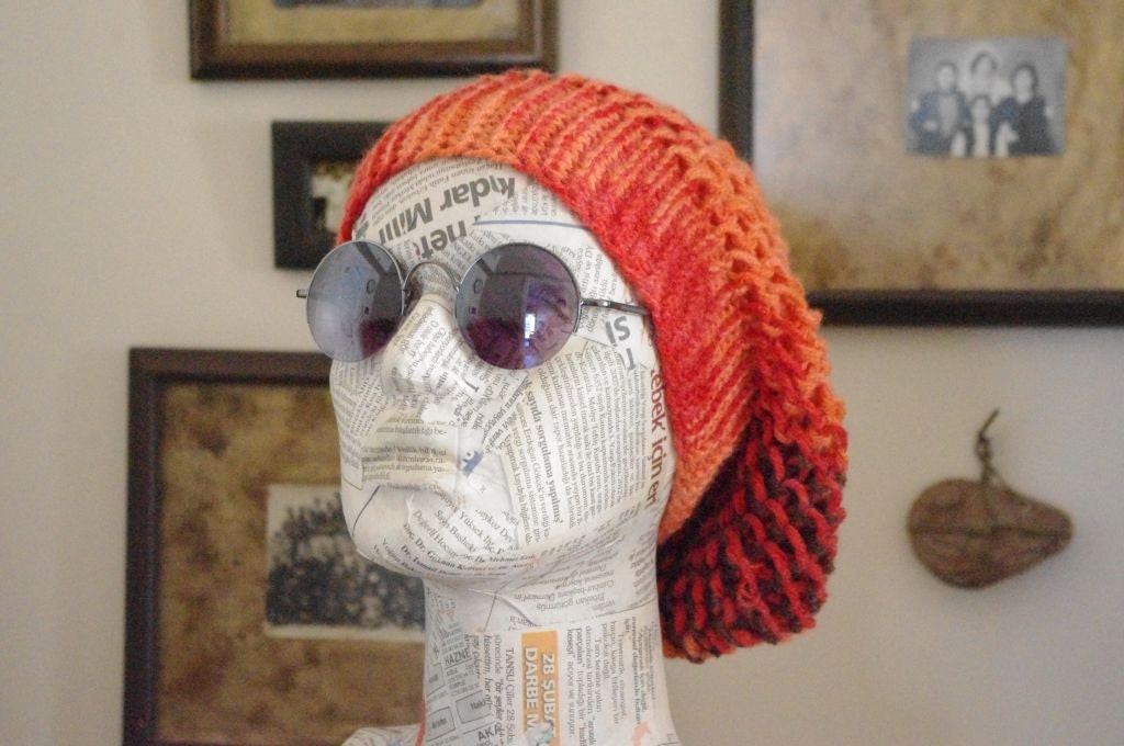 READY TO SHIP Hand Knit Hat Cloche Hat  orange brown    Spring Fall Autumn Winter Accessories Fashion