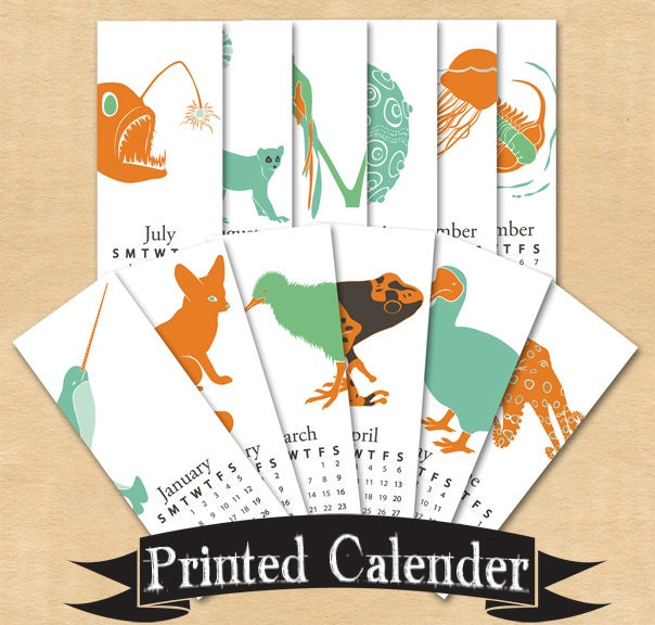 Obscure Animals Wall Calendar - 4 1/4x11 inch
