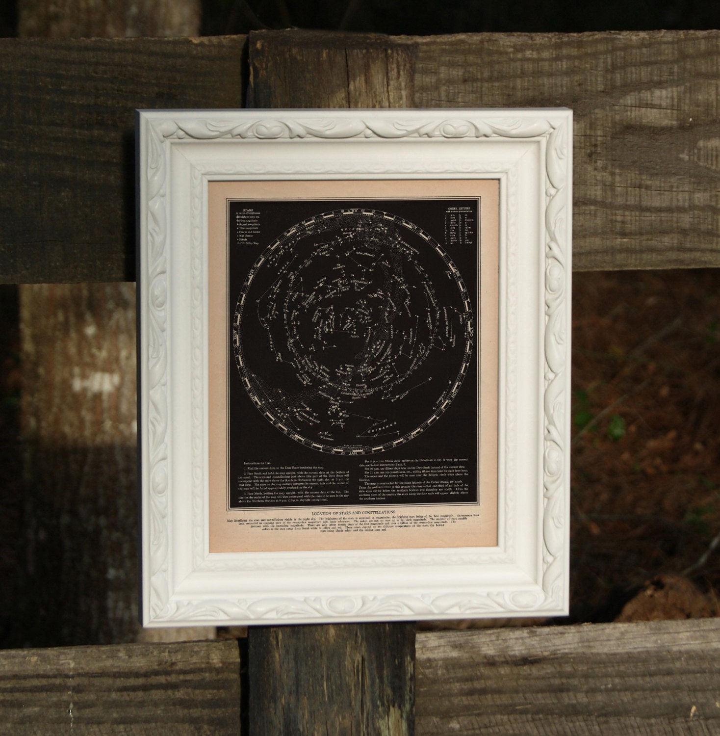 Vintage Reproduction "1935-1940 Map of the Stars" White and Black - 8x10" Print
