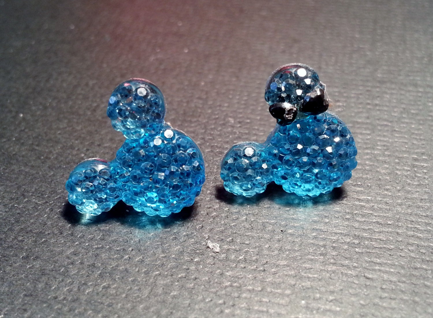 Tiny  Light Blue Mouse Earrings Studs