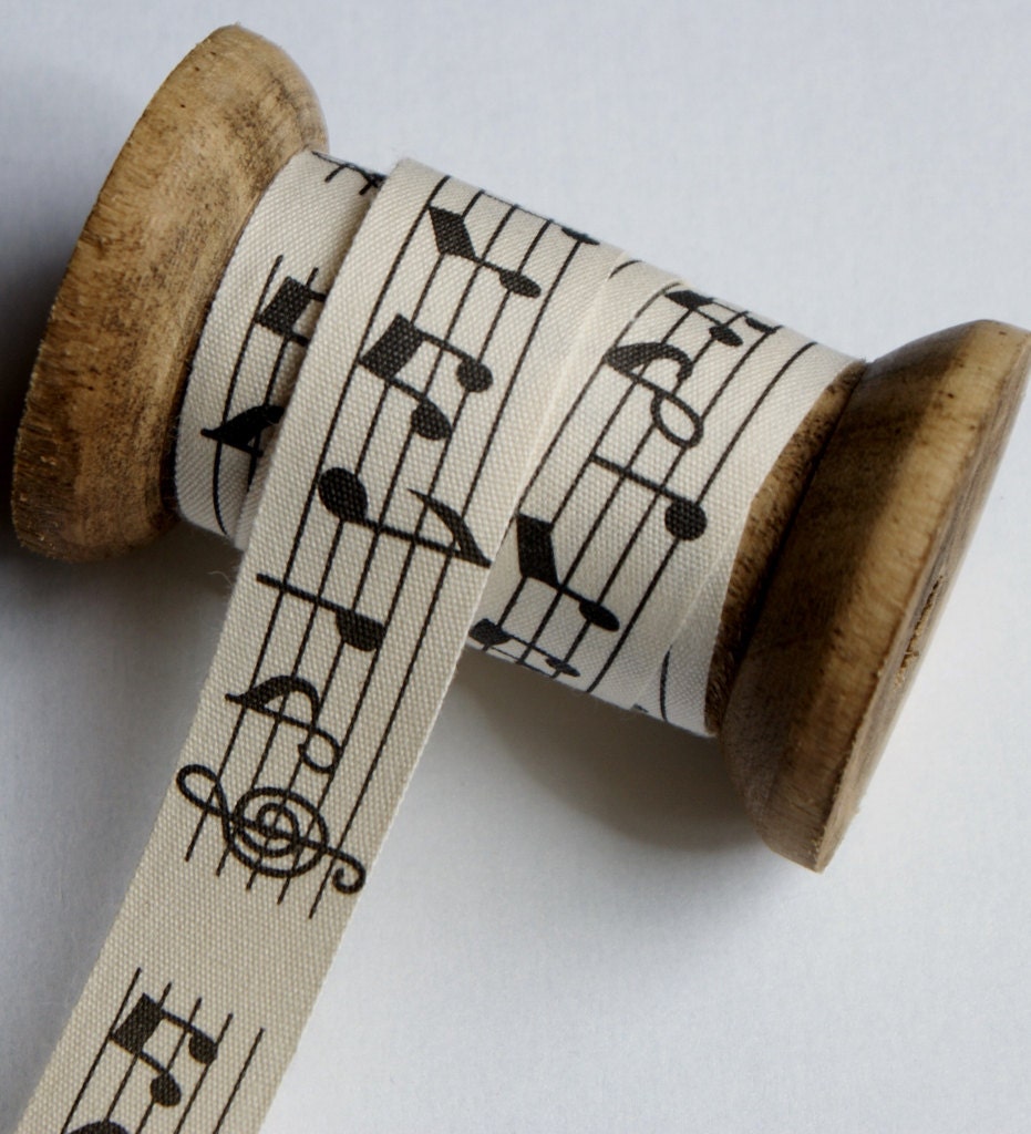 Music Note 100% Cotton Ribbon 20mm x 1metre