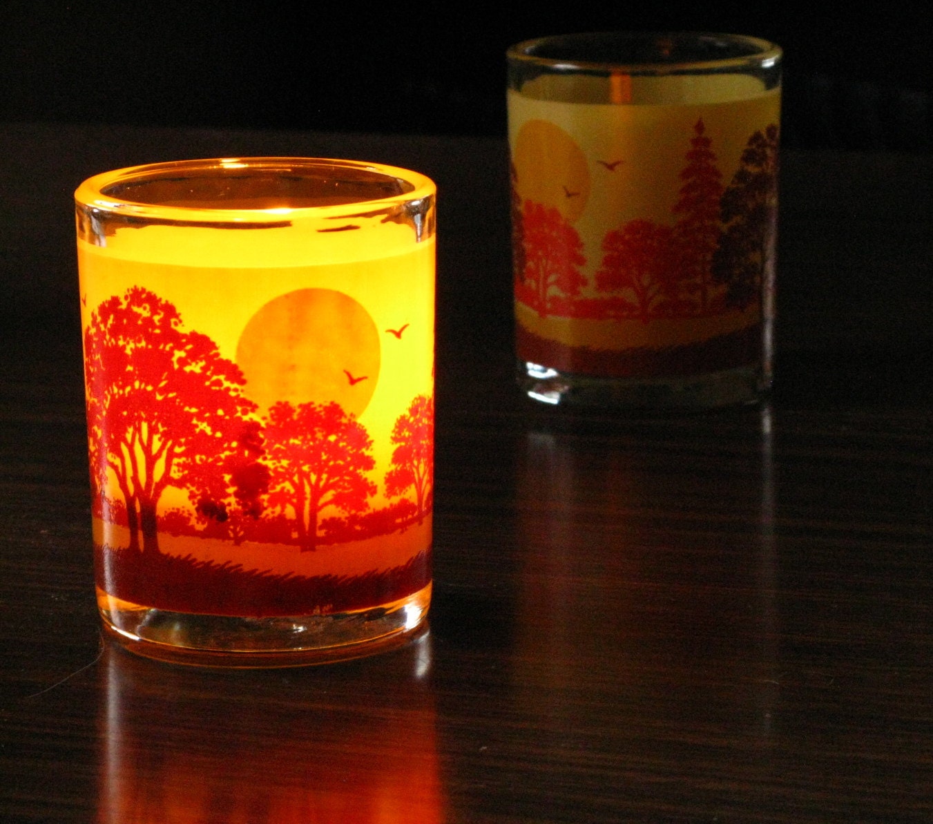 Mid Century Glass Candle Holders Tea Light